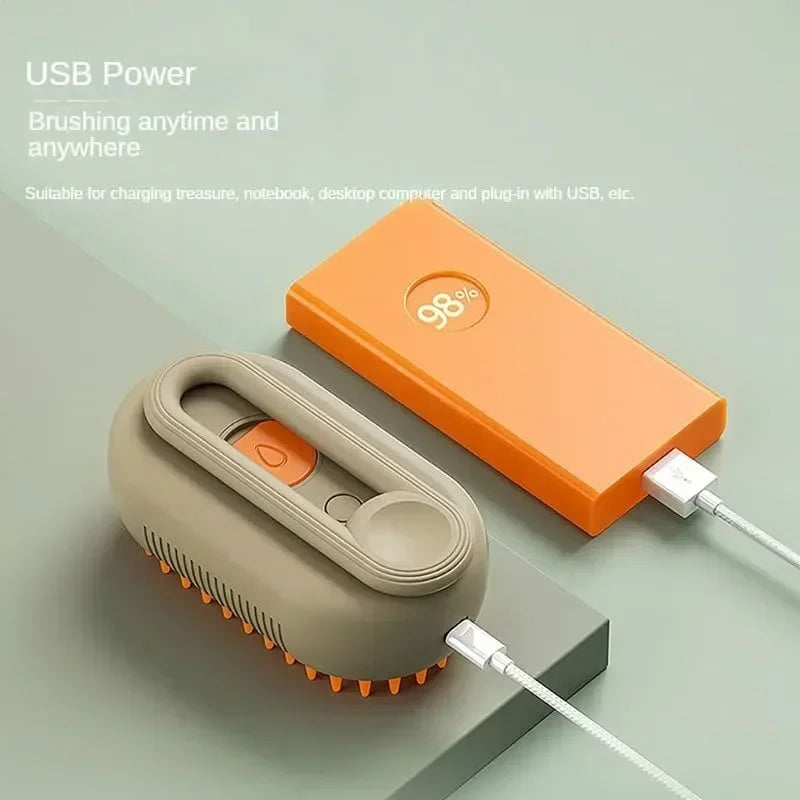 3w1 Elektryczna Szczotka Parowa dla Psów i Kotów – Masaż, Czyszczenie i Usuwanie Sierści